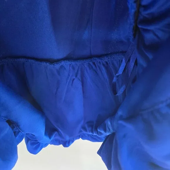 Monteau Los Angeles Royal Blue Back Ruched Lined Adjustable Strap Top Medium - Picture 8 of 8